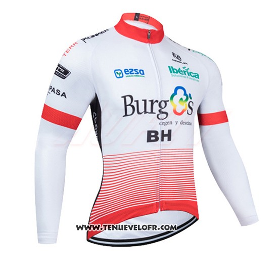 2020 Maillot Ciclismo Burgos BH Blanc et Rouge Manches Longues et Cuissard